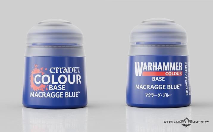 PAINT / PEINTURE CITADEL COLOUR BASE MACRAGGE BLUE™ WARHAMMER BASE COLOUR MACRAGGE BLUE™ マクラーグ・ブルー WARHAMMER COMMUNITY