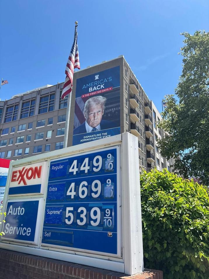 AMERICA'S BACK *THE FIRST 100 DAYS* DISMANTLING THE ADMINISTRATIVE STATE car sa savin EXON Regular Extra Auto Supreme Service Self 449 9/20 469 9/10 539 9/10
