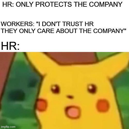 HR: ONLY PROTECTS THE COMPANY WORKERS: "I DON'T TRUST HR THEY ONLY CARE ABOUT THE COMPANY" HR: imgflip.com
