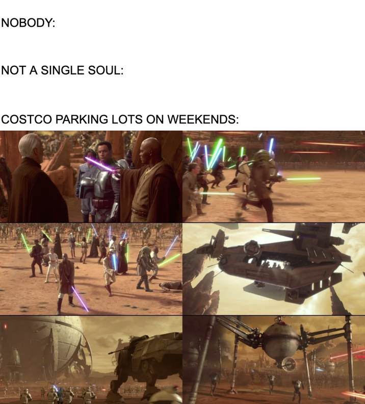 NOBODY: NOT A SINGLE SOUL: COSTCO PARKING LOTS ON WEEKENDS: