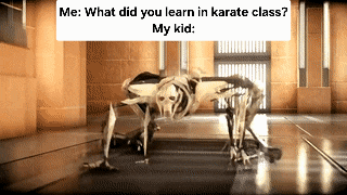 Me: What did you learn in karate class? My kid: