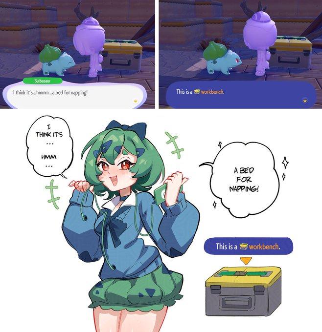 A piece of Gyaru Bulbasaur fan art. It was created by RhymeWithRay.