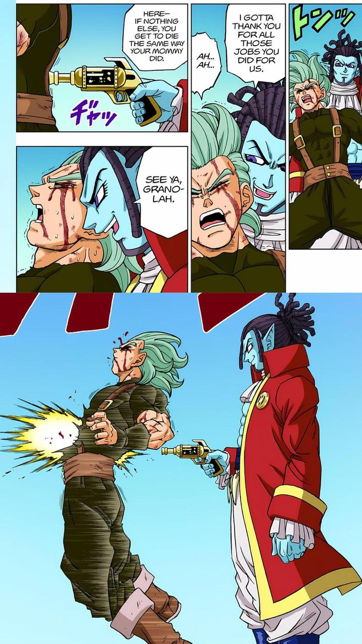 チャッ HERE- IF NOTHING ELSE, YOU GET TO DIE THE SAME WAY YOUR MOMMY DID. SEE YA, GRANO- LAH. I GOTTA THANK YOU FOR ALL THOSE JOBS YOU AH... DID FOR AH... us.