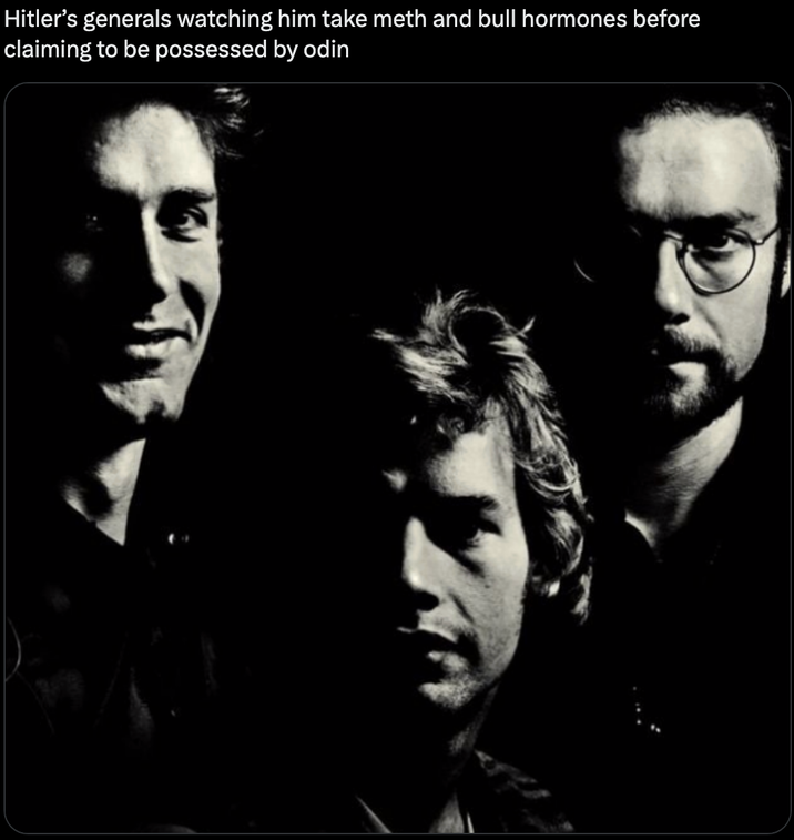 Hitler's generals watching him take meth and bull hormones before claiming to be possessed by odin