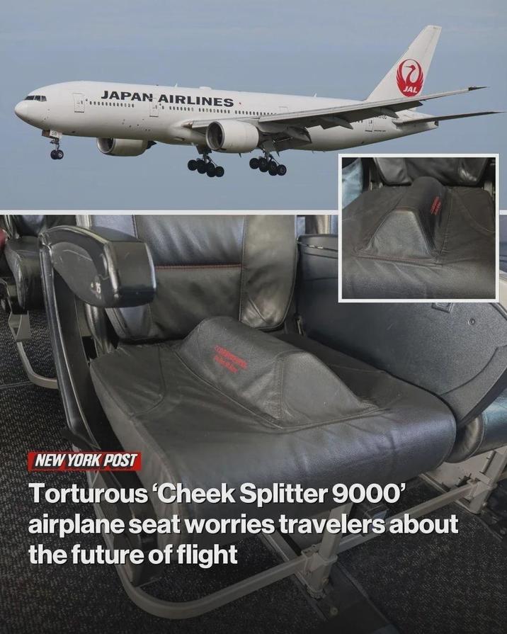 JAL JAPAN AIRLINES NEW YORK POST Torturous 'Cheek Splitter 9000' airplane seat worries travelers about the future of flight