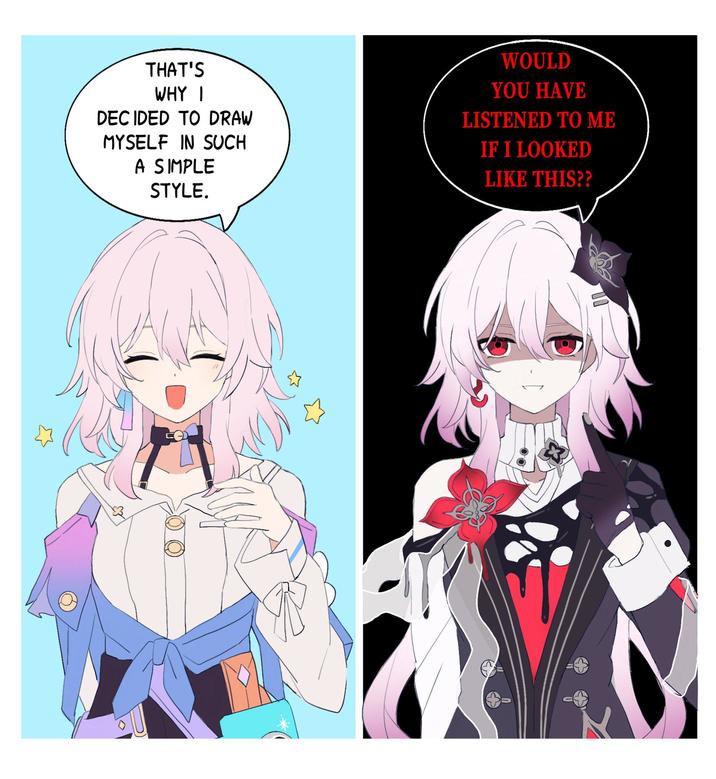 THAT'S WHY I DECIDED TO DRAW MYSELF IN SUCH A SIMPLE STYLE. WOULD YOU HAVE LISTENED TO ME IF I LOOKED LIKE THIS?? ☆