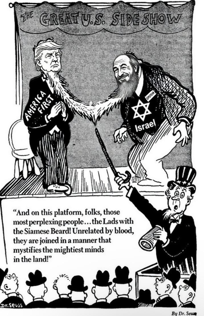 Dr.Seuss THE GREAT U.S. SIDE SHOW AMERICA FIRST "And on this platform, folks, those most perplexing people... the Lads with the Siamese Beard! Unrelated by blood, they are joined in a manner that mystifies the mightiest minds in the land!" EPSTEIN Israel By Dr. Seus SO