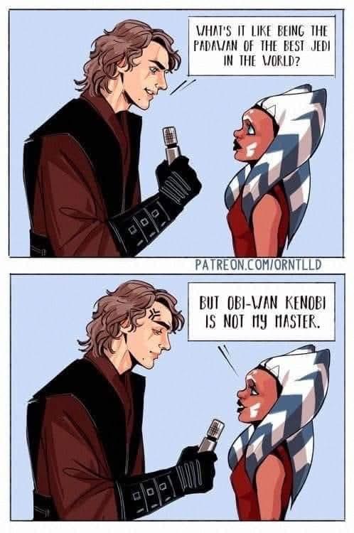 DO WHAT'S IT LIKE BEING THE PADAWAN OF THE BEST JEDI IN THE WORLD? PATREON.COM/ORNTLLD BUT OBI-WAN KENOBI IS NOT MY MASTER.
