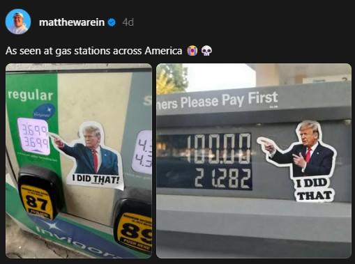matthewarein ⚫ 4d As seen at gas stations across America regular 3699 3699 I DID THAT! 87 Invigor ners Please Pay First 10000 2 (282 89 PUSH HERE I DID THAT