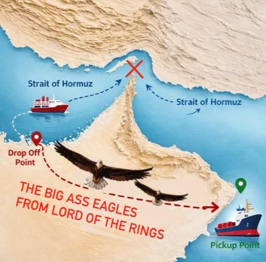 Strait of Hormuz Drop Offi Point THE BIG ASS EAGLES FROM LORD OF THE RINGS Strait of Hormuz Pickup Point