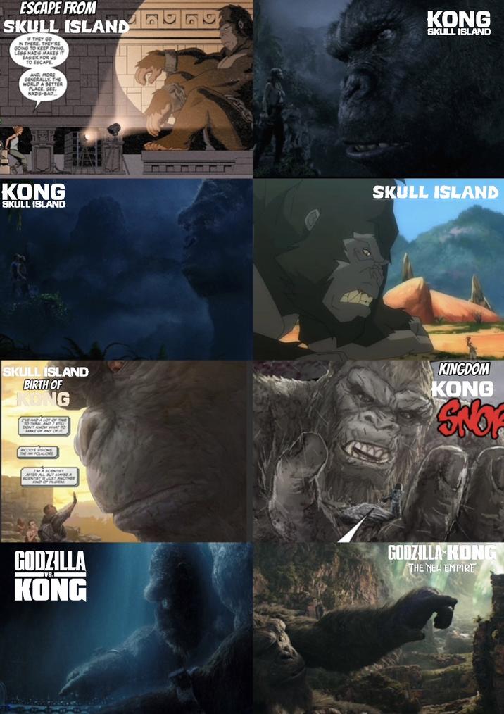 ESCAPE FROM SKULL ISLAND IF THEY GO IN THERE, THEY'RE GOING TO KEEP DYING LESS NAZIS MAKES IT EASIER FOR US TO ESCAPE AND, MORE GENERALLY, THE WORLD A BETTER PLACE. SEE NAZIS-BAD... KONG SKULL ISLAND KONG SKULL ISLAND SKULL ISLAND SKULL ISLAND BIRTH OF KONG KINGDOM KONG TO THINK AND STLL RCOO'S VISIONE THE MI FOLALORE SCENTIST IS JUST ANOTHER KIND OF PLOM GODZILLA VS. KONG GODZILLA KONG THE NEW EMPIRE