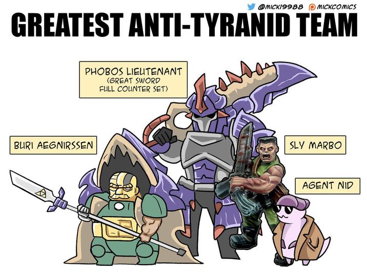 @MICK19988 MICKCOMICS GREATEST ANTI-TYRANID TEAM PHOBOS LIEUTENANT (GREAT SWORD FULL COUNTER SET) BURI AEGNIRSSEN SLY MARBO AGENT NID