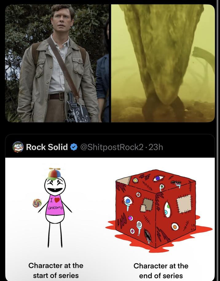 Rock Solid ✶ @ShitpostRock2.23h ༢༢ Unicorns Character at the start of series Character at the end of series