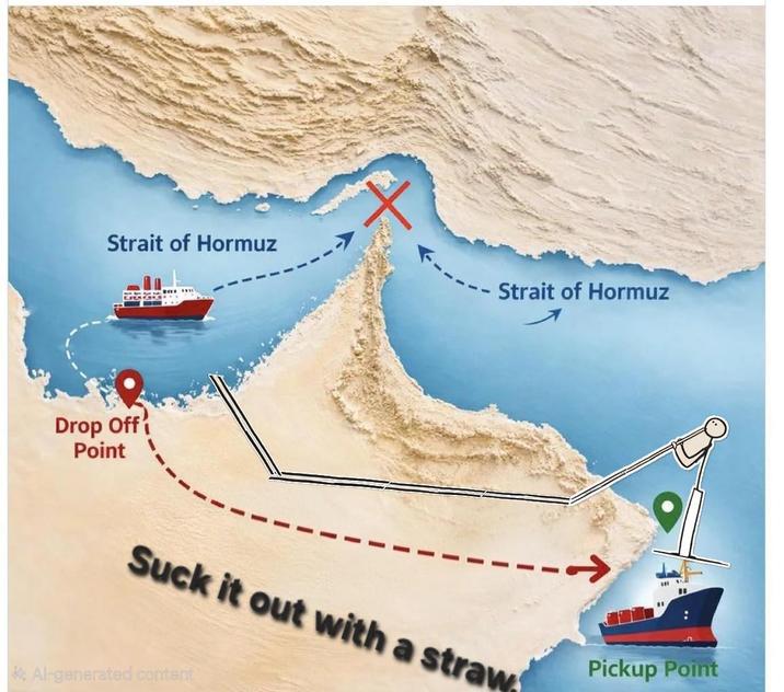 Strait of Hormuz Drop Off Point Strait of Hormuz Suck it out with a straw *Al-generated content + BO Pickup Point
