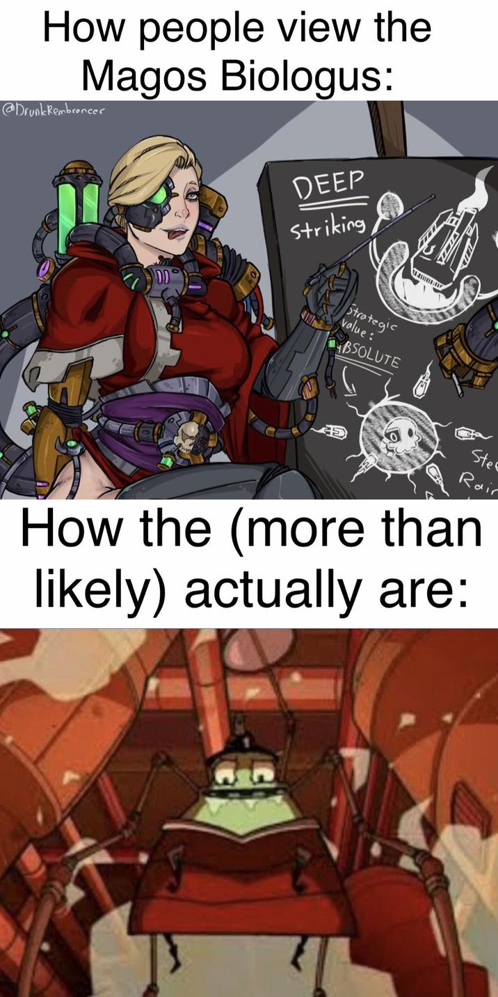 How people view the Magos Biologus: @Drunk Rembrances DD DEEP Striking Strategic value: BSOLUTE Ste Rain How the (more than likely) actually are: