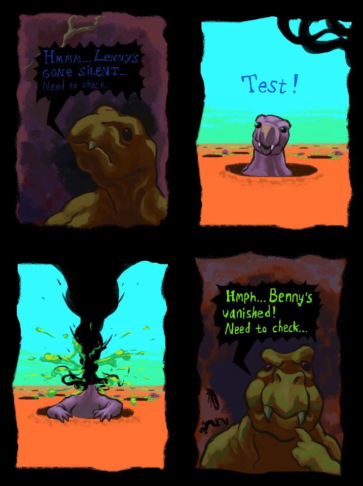 HMMM LENNY'S GONE SILENT... Need to check. Test! Hmph... Benny's vanished! Need to check....