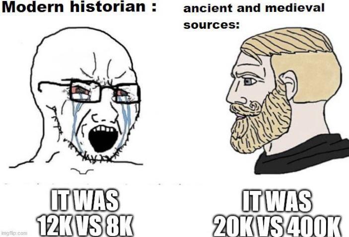Modern historian : imgTip.com ancient and medieval sources: IT WAS 12K VS8K IT WAS 20KVS400K