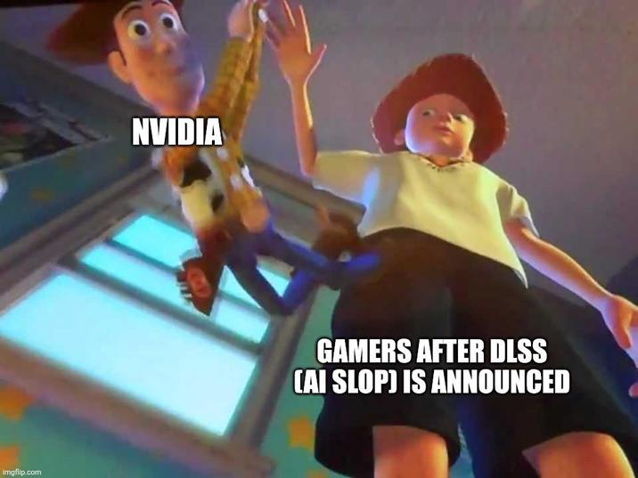 imgflip.com NVIDIA GAMERS AFTER DLSS (AI SLOP) IS ANNOUNCED