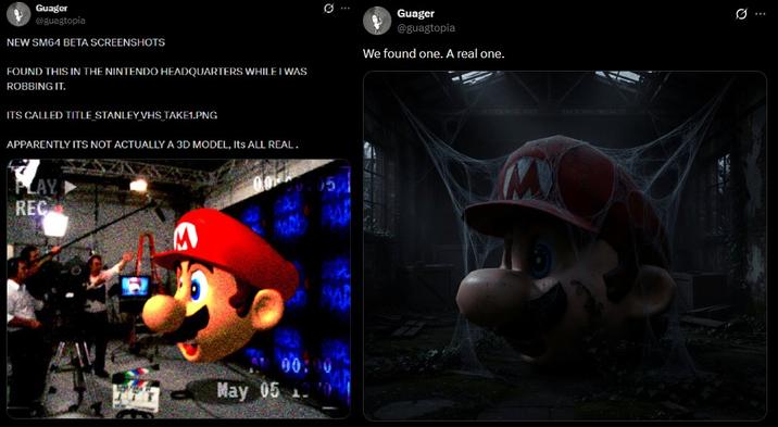 Guager @guagtopia NEW SM64 BETA SCREENSHOTS FOUND THIS IN THE NINTENDO HEADQUARTERS WHILE I WAS ROBBING IT. ITS CALLED TITLE STANLEY VHS TAKE1.PNG APPARENTLY ITS NOT ACTUALLY A 3D MODEL, Its ALL REAL. 0 Guager @guagtopia We found one. A real one. PLAY REC ด 4 May 05 00: 05