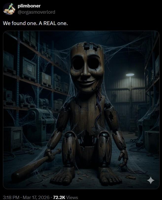 plimboner @orgasmoverlord We found one. A REAL one. 3:18 PM Mar 17, 2026 72.2K Views