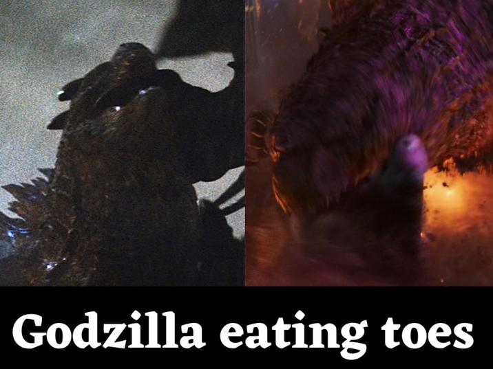 Godzilla eating toes