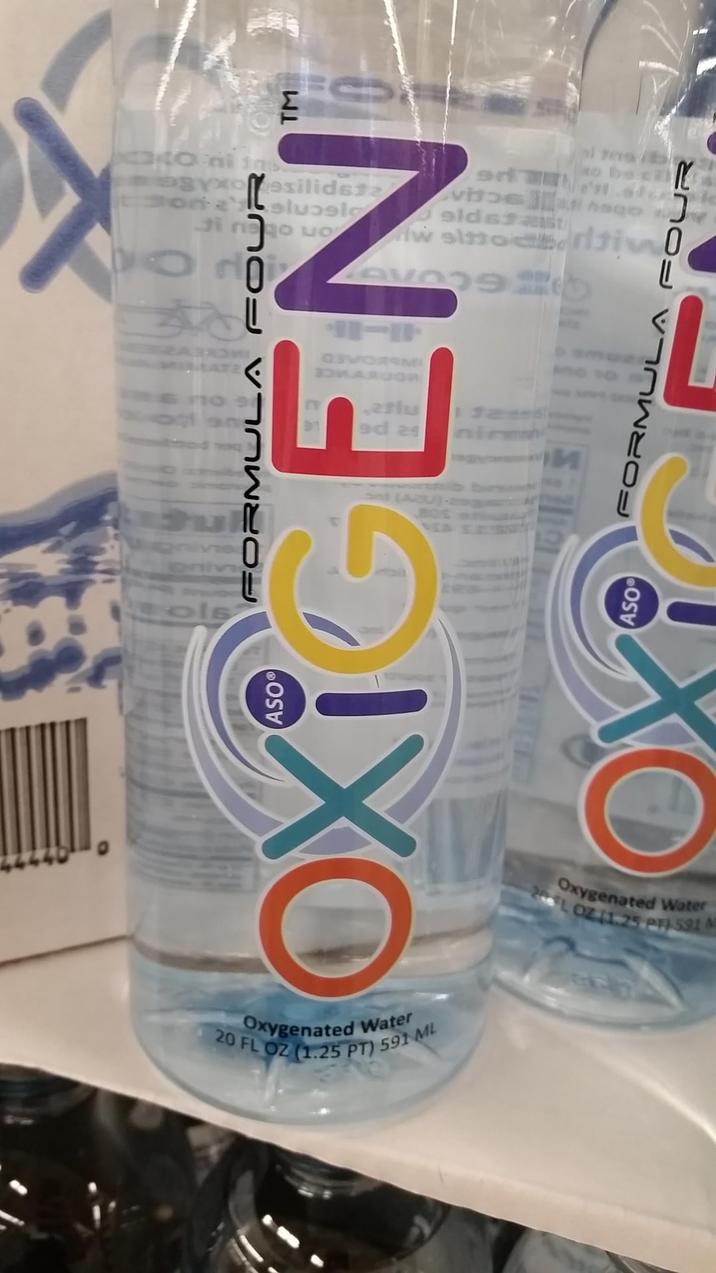 ASO ols EATZ OXIGEN Oxygenated Water LOZ (1.25 PF 591 XO ASO el (AZU)-20 ni 98Yesilide12 viago tone'sluɔslealdst TM 20 FL OZ (1.25 PT) 591 ML Oxygenated Water
