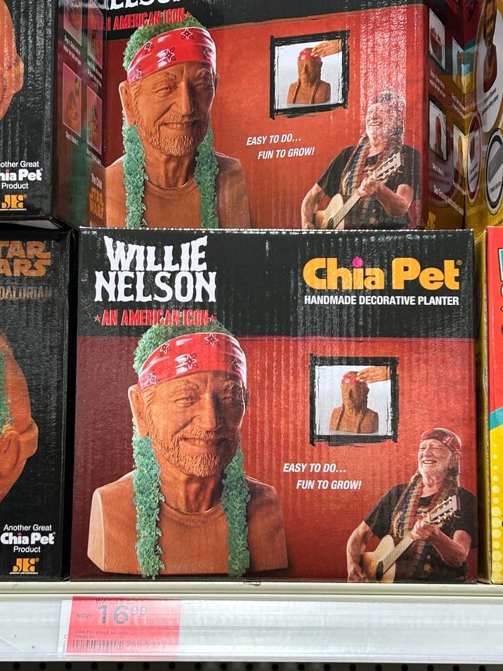 AMERICANICON EASY TO DO... FUN TO GROW! other Great hia Pet Product 8 TAR ARS DALDRIAN WILLIE NELSON *AN AMERICANICOK ChaPet HANDMADE DECORATIVE PLANTER Another Great ChiaPet Product БЛЯ NOW 16 GRA PET MILLE MELISON CPODO DI 99 266-217 EASY TO DO... FUN TO GROW!