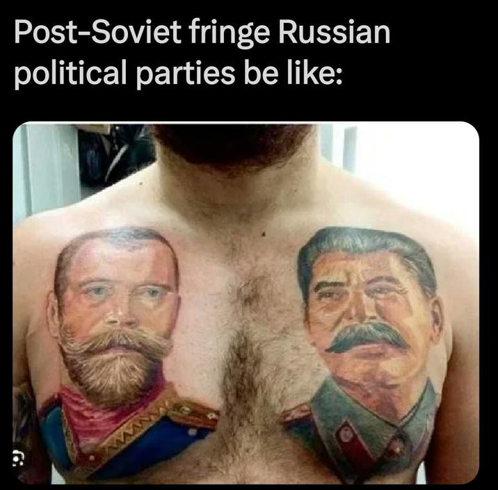 Post-Soviet fringe Russian political parties be like: