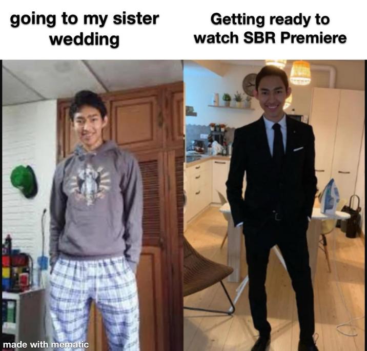 going to my sister wedding Getting ready to watch SBR Premiere made with mematic