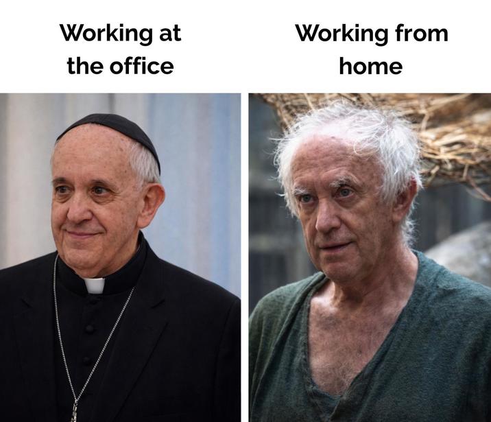 Working at the office Working from home