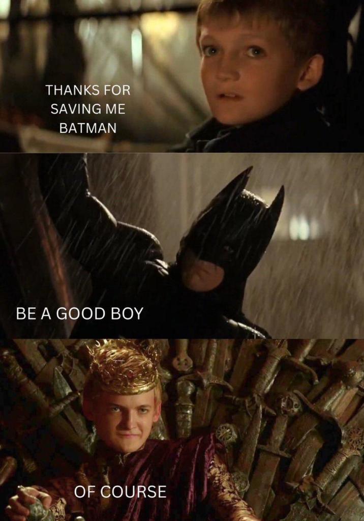 THANKS FOR SAVING ME BATMAN BE A GOOD BOY OF COURSE