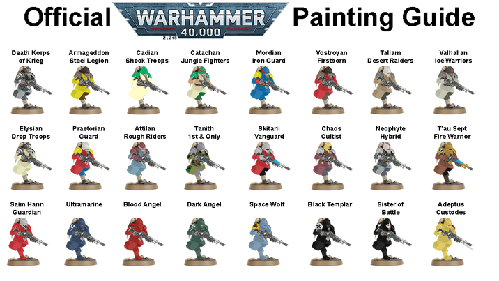 Official WARHAMMER ZL218 40,000 Painting Guide Death Korps of Krieg Armageddon Steel Legion Cadian Shock Troops Catachan Jungle Fighters Mordian Iron Guard Vostroyan Firstborn Tallam Desert Raiders Valhallan Ice Warriors Elysian Drop Troops Praetorian Guard Attilan Rough Riders Tanith 1st & Only Skitarii Vanguard Chaos Cultist Neophyte Hybrid T'au Sept Fire Warrior Saim Hann Guardian Ultramarine Blood Angel Dark Angel Space Wolf Black Templar Sister of Battle Adeptus Custodes