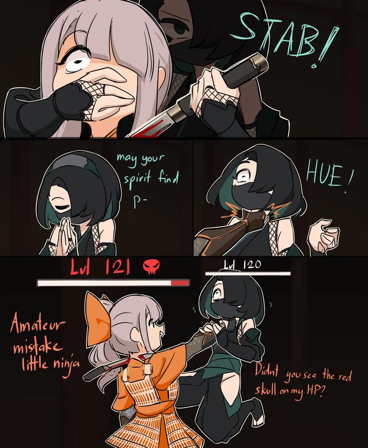 STABI may your spirit find P- HUE/ Lvl 121 Lvl 120 Amateur mistake little ninja Didnt skull you see the red on my HP?