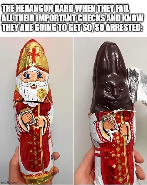 THE HERANGON BARD WHEN THEY FAIL ALL THEIR IMPORTANT CHECKS AND KNOW THEY ARE GOING TO GET SO, SO ARRESTED: imgflip.com