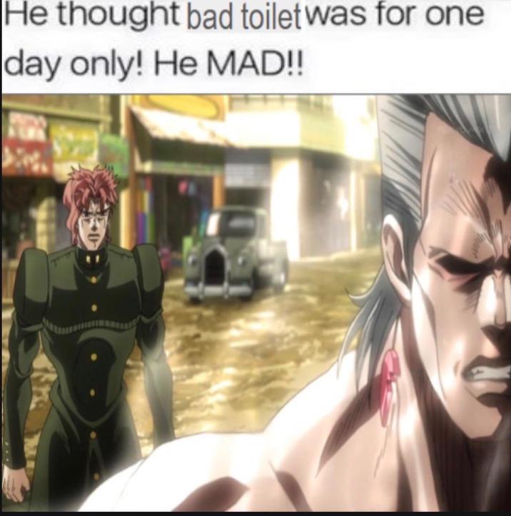 He thought bad toilet was for one day only! He MAD!!