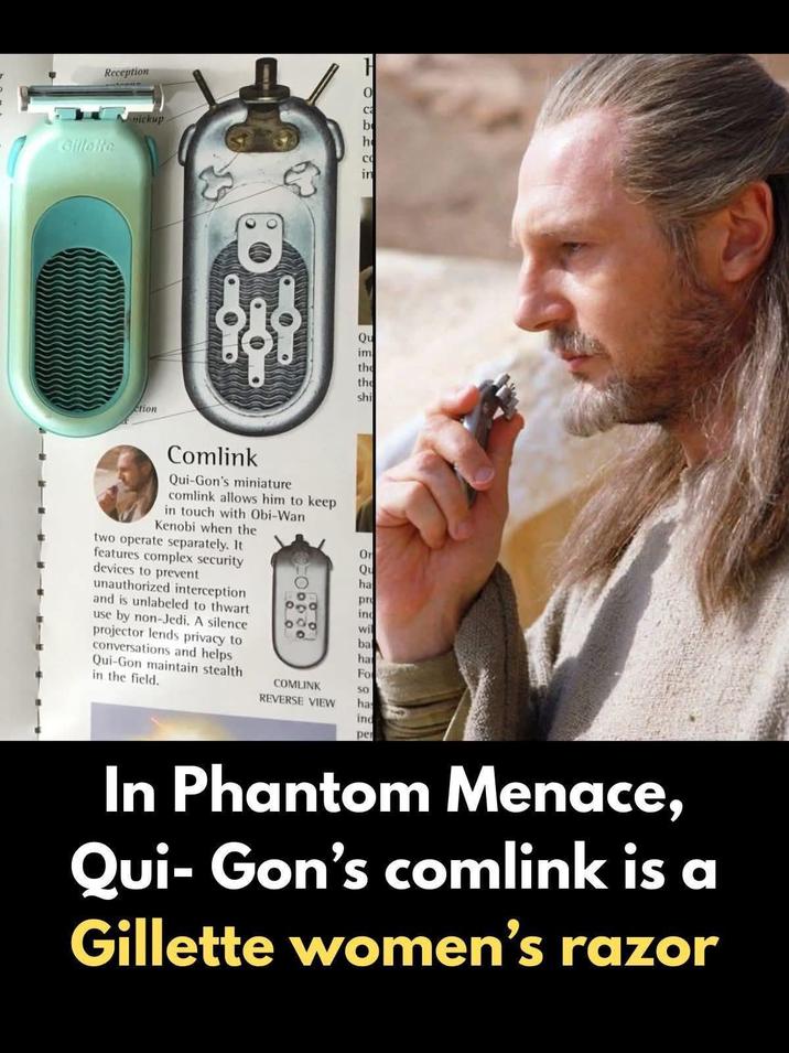 Reception Gillette H ΟΙ dickup b étion Qu im the the shi Comlink Qui-Gon's miniature comlink allows him to keep in touch with Obi-Wan Kenobi when the two operate separately. It features complex security devices to prevent unauthorized interception and is unlabeled to thwart use by non-Jedi. A silence projector lends privacy to conversations and helps Qui-Gon maintain stealth in the field. 100000 COMLINK Он Qu ha pro ind wil bal ha Fo SO REVERSE VIEW has ind per In Phantom Menace, Qui-Gon's comlink is a Gillette women's razor