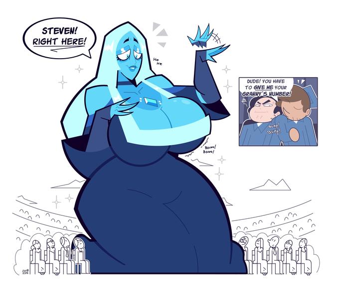 Goo◊B YELLO STEVEN! RIGHT HERE! ☑ הה He не DUDE! YOU HAVE TO GIVE ME YOUR GRANNY'S NUMBER! BOING! BOING! BUMP! BUMP!