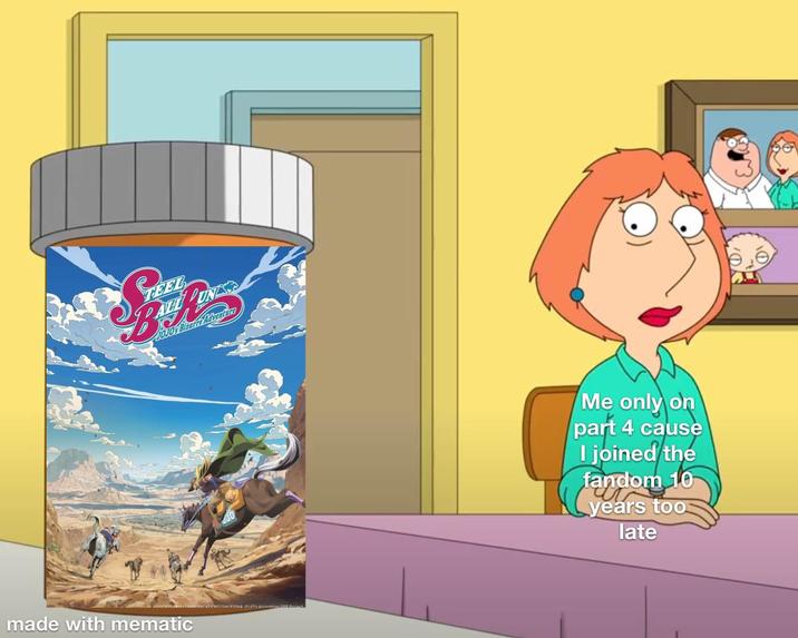 JOJO made with mematic ITIONS/SHURISH in's animate 500 Broiect Me only on part 4 cause I joined the fandom 10 years too late