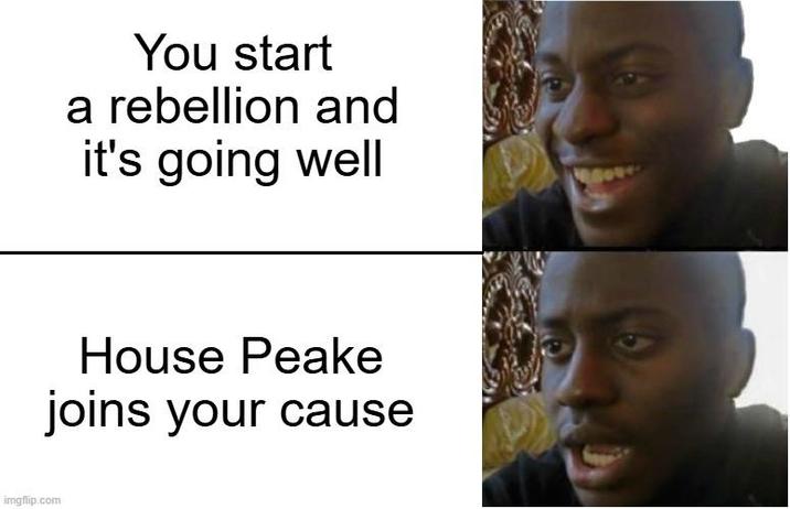 imgflip.com You start a rebellion and it's going well House Peake joins your cause