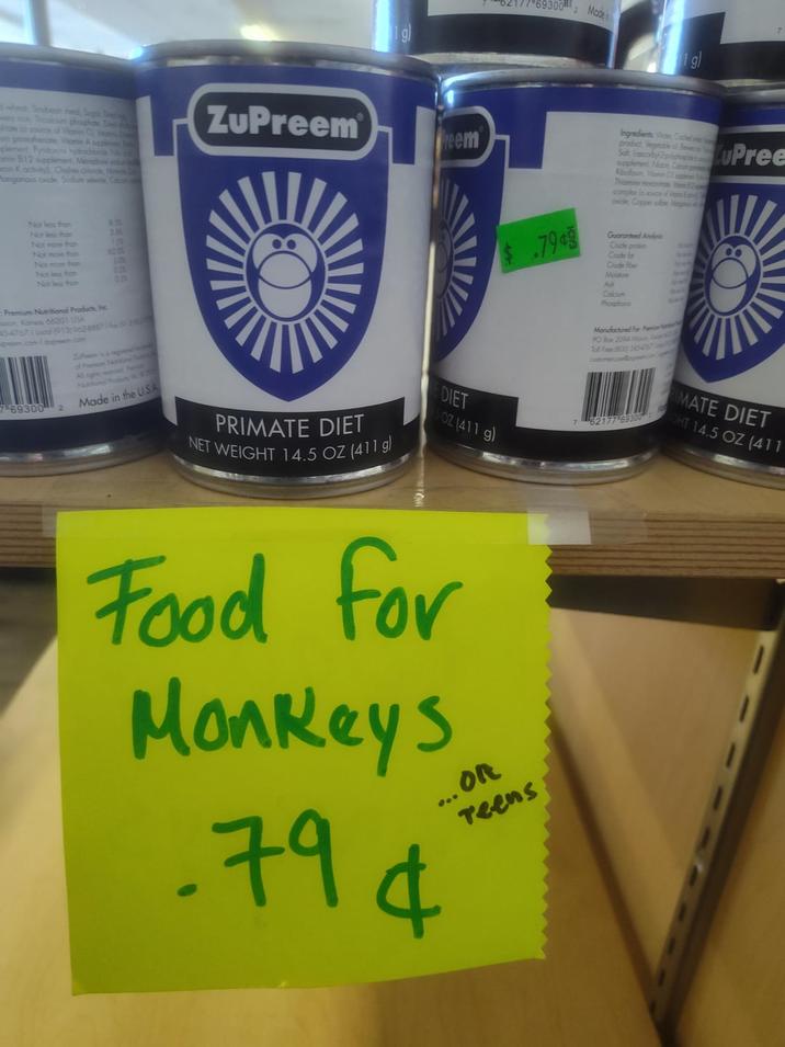 1g) Mode d wheat Soybean meal, Suga, De Ticalcium phosphate, Del Vitamin C V V plement, Pyridoxine hydrochlords dext min B12 supplement, Meradore sod min K activity Choline chloride, Mine Manganous oxide Sodium selenie Cocin ZuPreem Not less than 8.30 Not less than 295 Not more than Nor more than 620 Not more than Not less than 025 Not less hon 029 Premium Nutritional Products, Inc sion, Kansas 66201 USA 45-4767 tocol (9131962-88871 Fox (91 preem 7 69300 preem.com ZuPreen is a regist of Premium Non Pobudu All right med Pent National Producs 07 Made in the USA PRIMATE DIET NET WEIGHT 14.5 OZ (411 g) Freem DIET OZ (411 g) Food for Monkeys ... OR 794 $.7945 Teens Ingredients: Woe Cocked product Vegetable of Bever Salt, Lacoby 2pololapla supplement Noce Ca Riboflavin Viamin 00 apple Thiamine mononte Vown Found complex jo source of oxide, Copper sug Guaranteed Analysis Crude pro Crude fat Crude be Moisture Ash Calcium Phosphona Manufactured For Pamin PO Box 2004 Mon Aus Toll Fine (800) 345-475 customercare@open 62177 69300 uPree IMATE DIET GHT 14.5 OZ (411