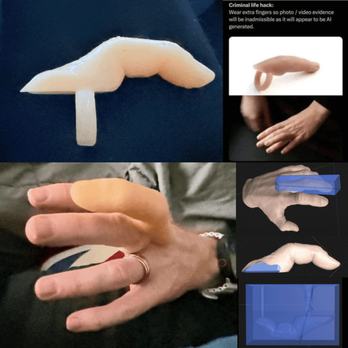 Criminal life hack: Wear extra fingers so photo/video evidence will be inadmissible as it will appear to be Al generated.