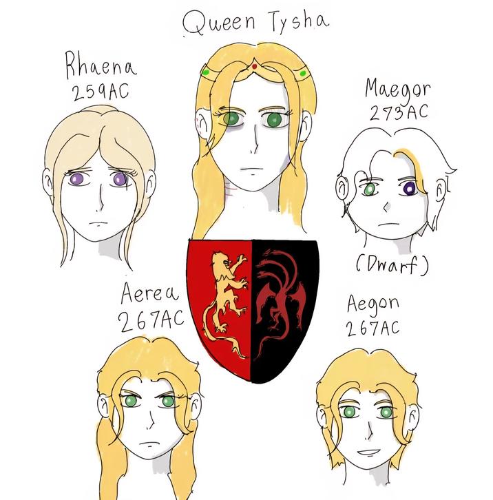 Rhaena 259AC Queen Tysha Maegor 273AC (Dwarf) Aerea Aegon 267AC 267AC