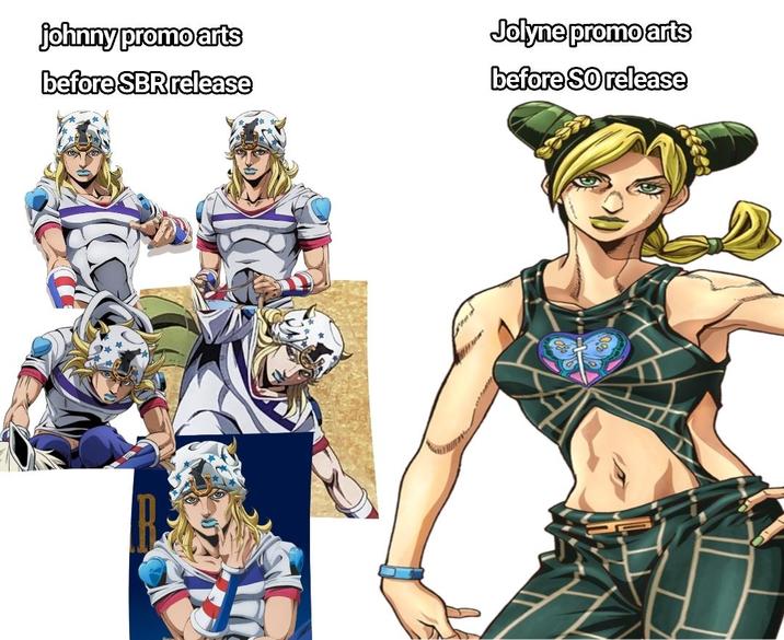 johnny promo arts before SBR release Jolyne promo arts before SO release