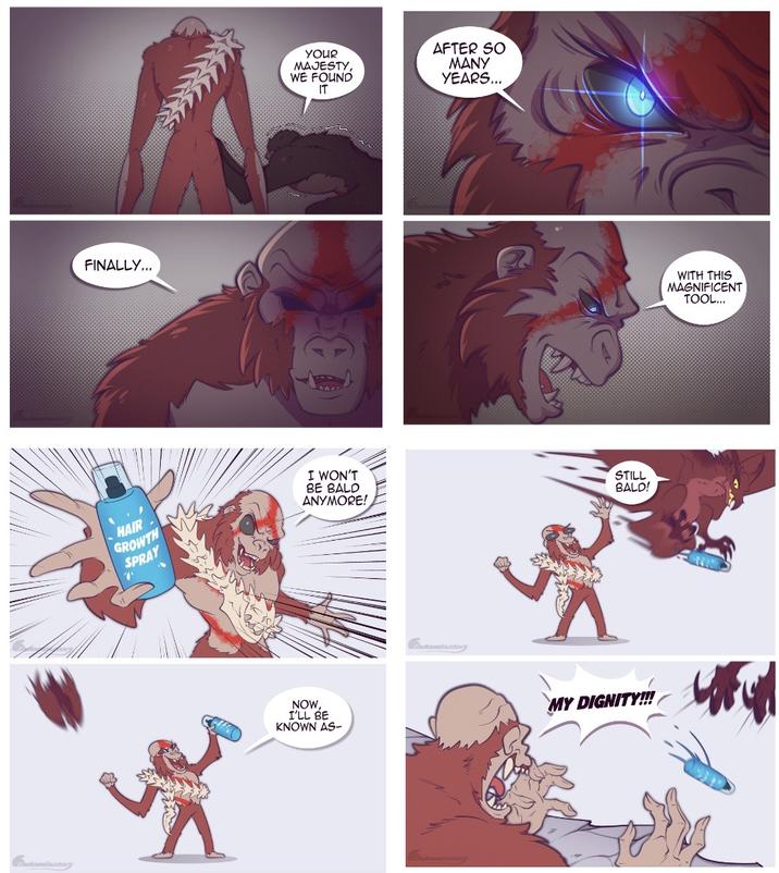 Solominatory FINALLY... YOUR MAJESTY, WE FOUND IT AFTER SO MANY YEARS... HAIR GROWTH SPRAY I WON'T BE BALD ANYMORE! NOW, I'LL BE KNOWN AS- dominatory dominatory STILL BALD! MY DIGNITY!!! WITH THIS MAGNIFICENT TOOL...