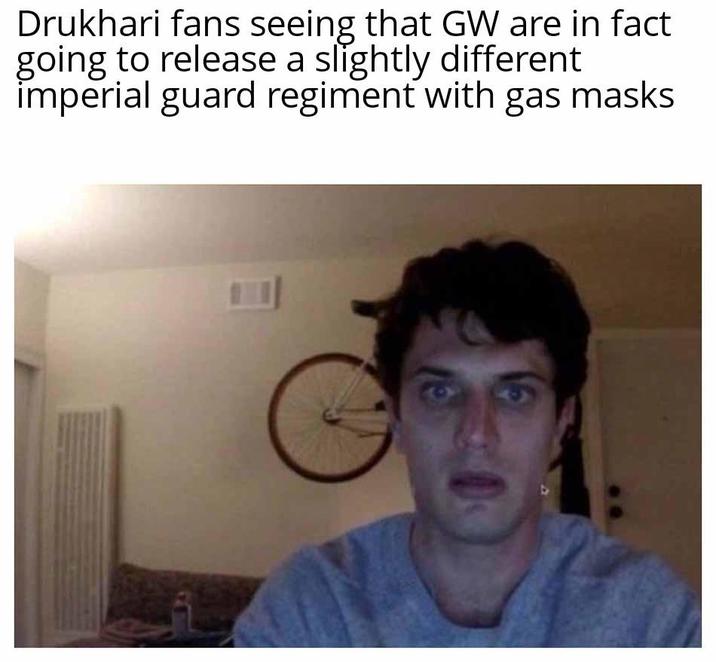 Drukhari fans seeing that GW are in fact going to release a slightly different imperial guard regiment with gas masks