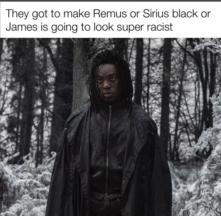 They got to make Remus or Sirius black or James is going to look super racist