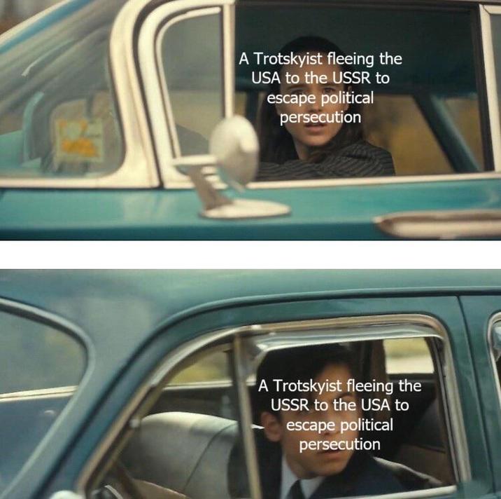 A Trotskyist fleeing the USA to the USSR to escape political persecution A Trotskyist fleeing the USSR to the USA to escape political persecution