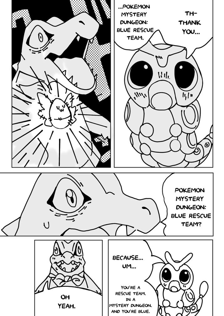 ...POKEMON MYSTERY TH- DUNGEON: THANK BLUE RESCUE YOU... TEAM. ད་་་ With 11,\" BECAUSE... UM... OH YEAH. YOU'RE A RESCUE TEAM. IN A MYSTERY DUNGEON. AND YOU'RE BLUE. POKEMON MYSTERY DUNGEON: BLUE RESCUE TEAM?