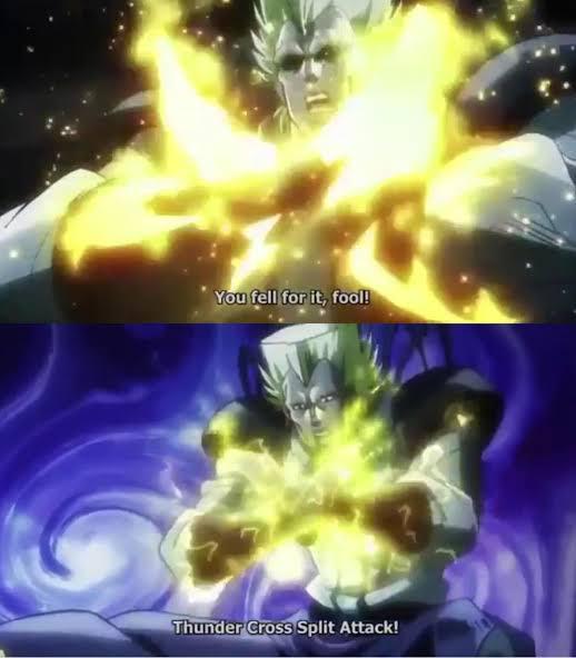 You fell for it, fool! Thunder Cross Split Attack!