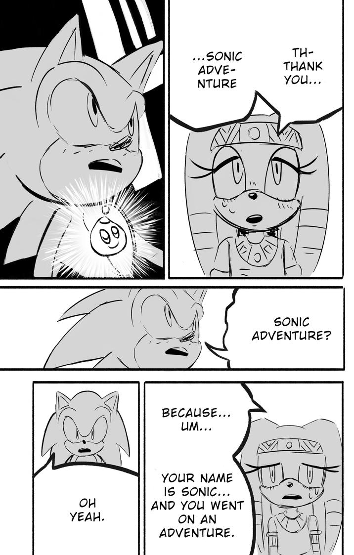 OH YEAH. ... SONIC TH- ADVE- THANK NTURE YOU... BECAUSE... UM... YOUR NAME IS SONIC... AND YOU WENT ON AN ADVENTURE. SONIC ADVENTURE? 1/10